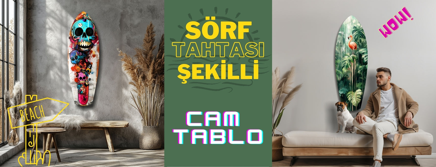 Sörf Tahtası Şekilli Cam Tablo